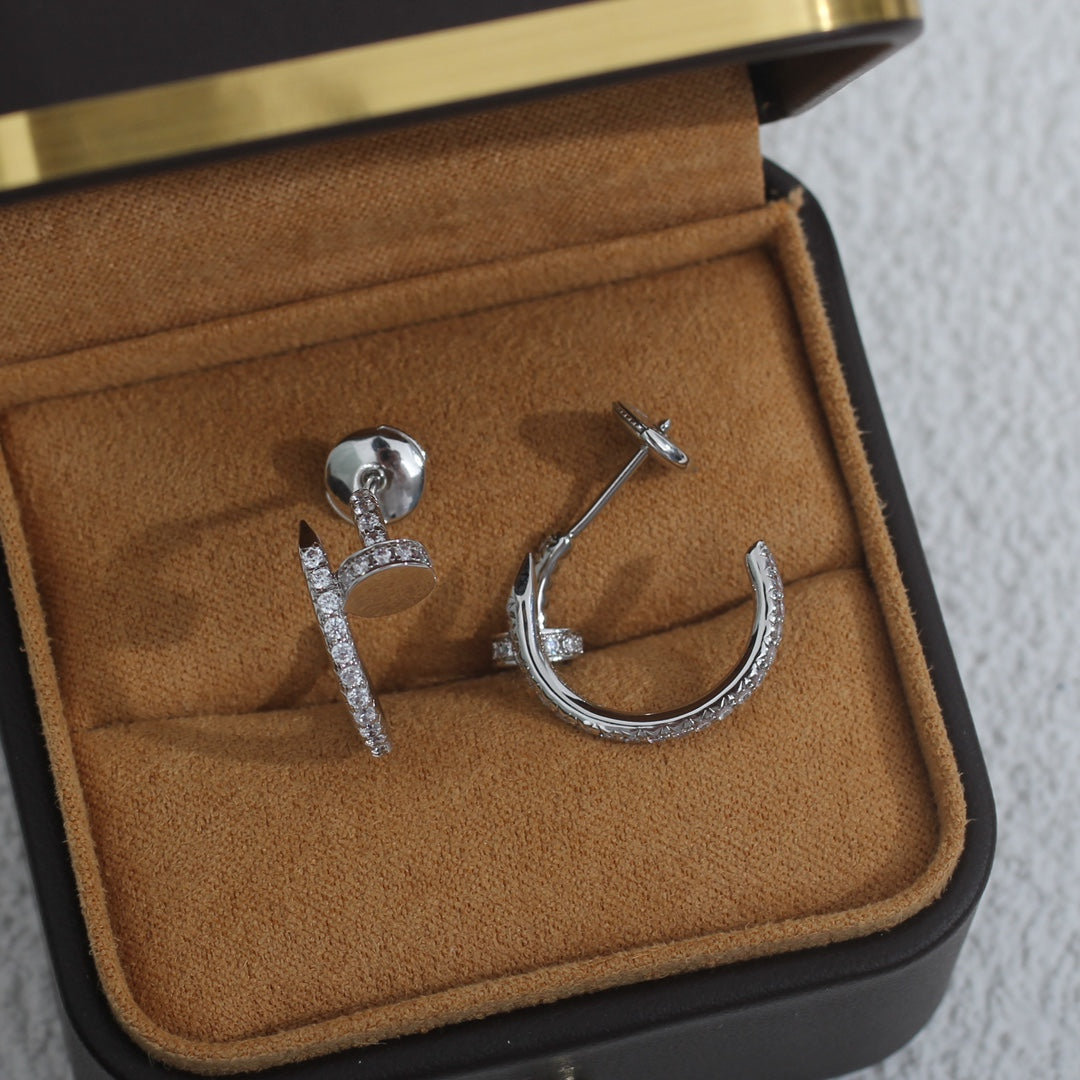 CARTIER JUSTE EARRINGS 12.75MM SILVER DIAMOND