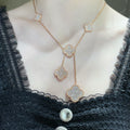 Van Cleef & Arpels CLOVER 6 MOTIF DIAMOND PAVED NECKLACE