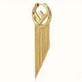 FENDI F LOGO TASSELS GOLD EARRINGS